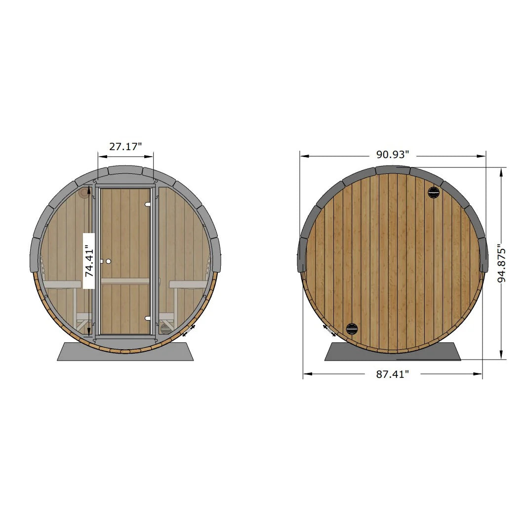 Saunalife Ergo Model EE8G | 6-Person Barrel Sauna