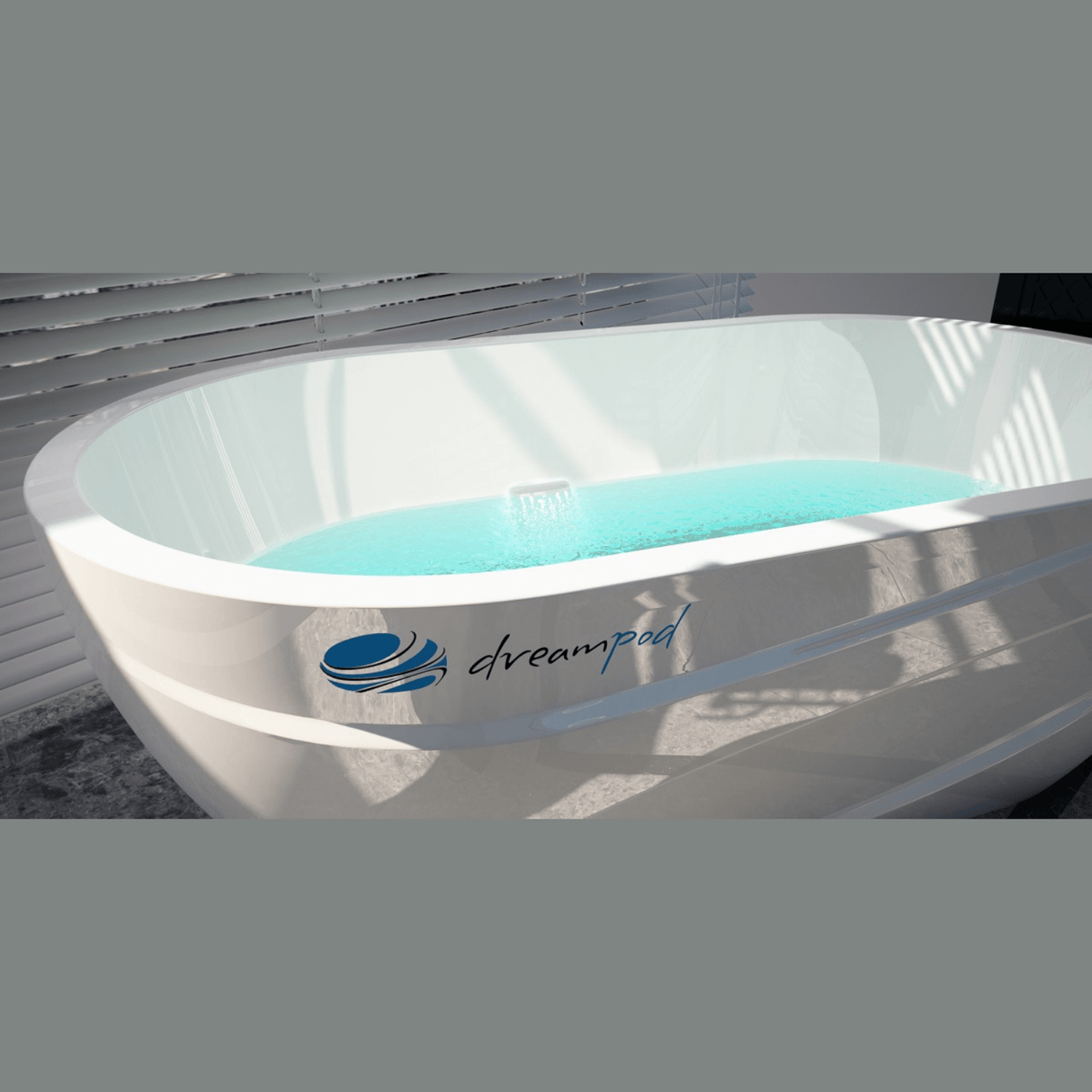 Modern Dreampod Fiberglass Mineral Soaker Tank at Aurora Sanctuary - Relax and rejuvenate in luxury with this stylish and comfortable soaking tub