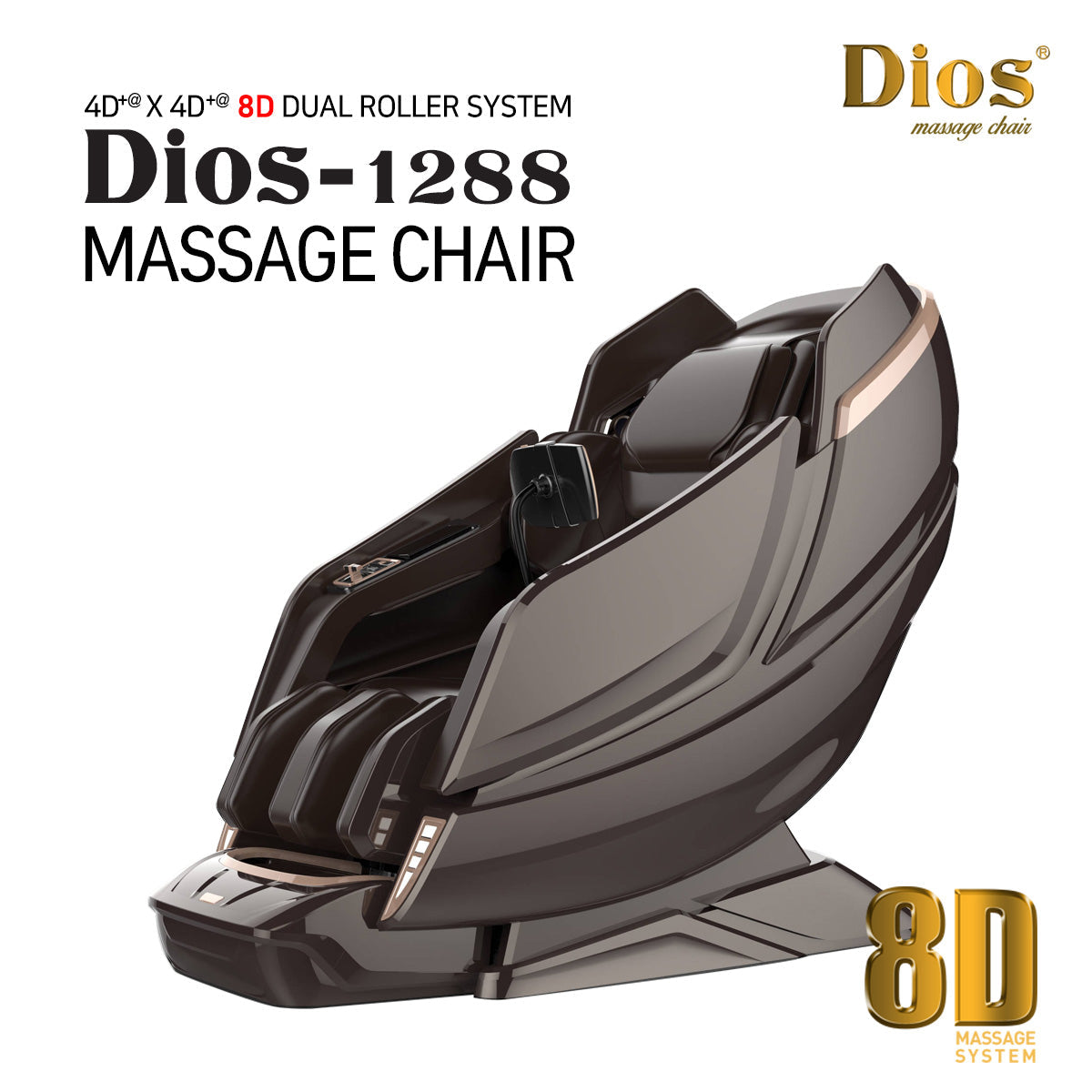 Front view of the advanced 4D+@ massage chair in zero-gravity position