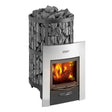 Harvia Wood Burning Sauna Stove | The Legend 300 DUO Sauna Wood Burning Heater full of steamy warm sauna rocks