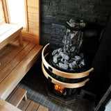 Harvia Wood Burning Sauna Stove | The Legend 300 DUO Sauna Wood Burning Heater warmed up inside the sauna