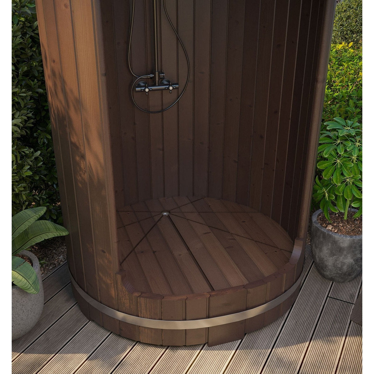 SaunaLife Rain-Series Outdoor Barrel Spa Shower Model R3