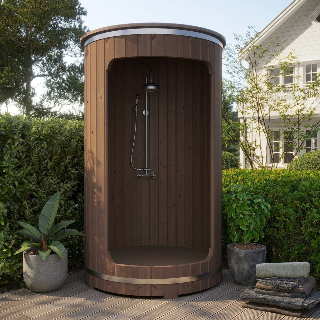 SaunaLife Rain-Series Outdoor Barrel Spa Shower Model R3