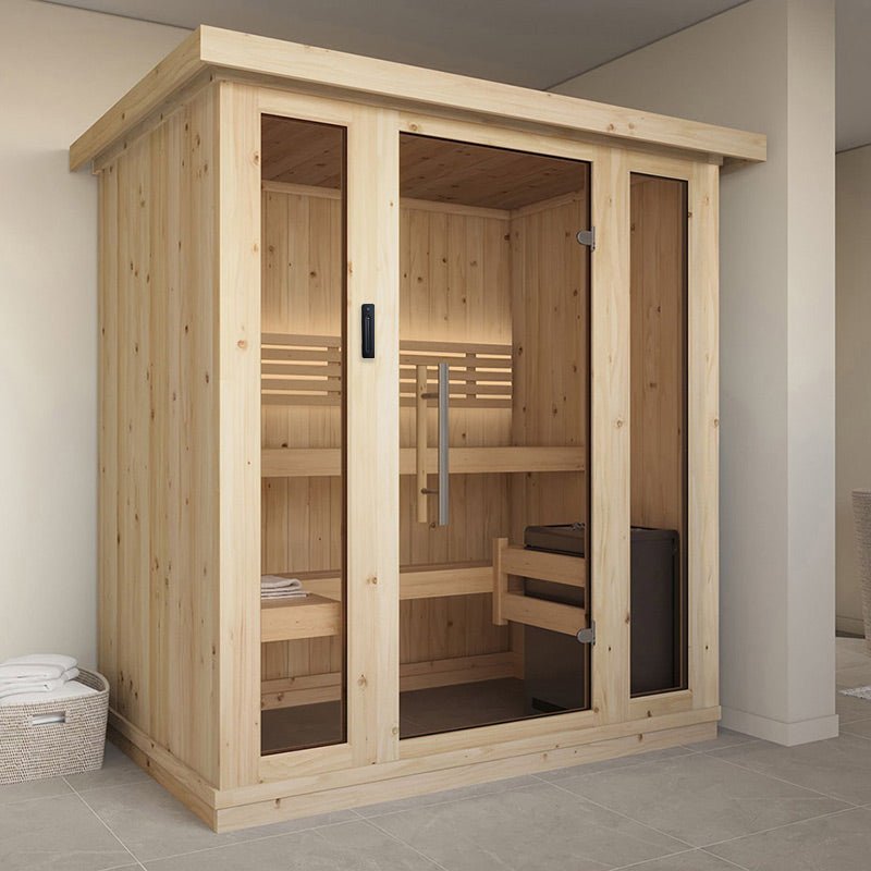 SaunaLife X6 Series 3 Person Nordic Spruce Home Sauna DIY - Indoor Sauna