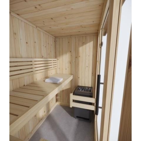 SaunaLife X6 Series 3 Person Nordic Spruce Home Sauna DIY - Indoor home sauna featuring Nordic spruce design for up to 3 people