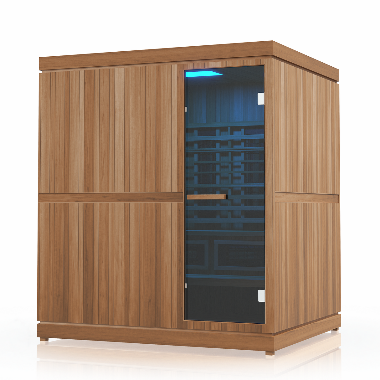 Trinity XL Infrared Steam Sauna Combo by Finnmark - Left Blue Reflection - Aurora Sanctuary